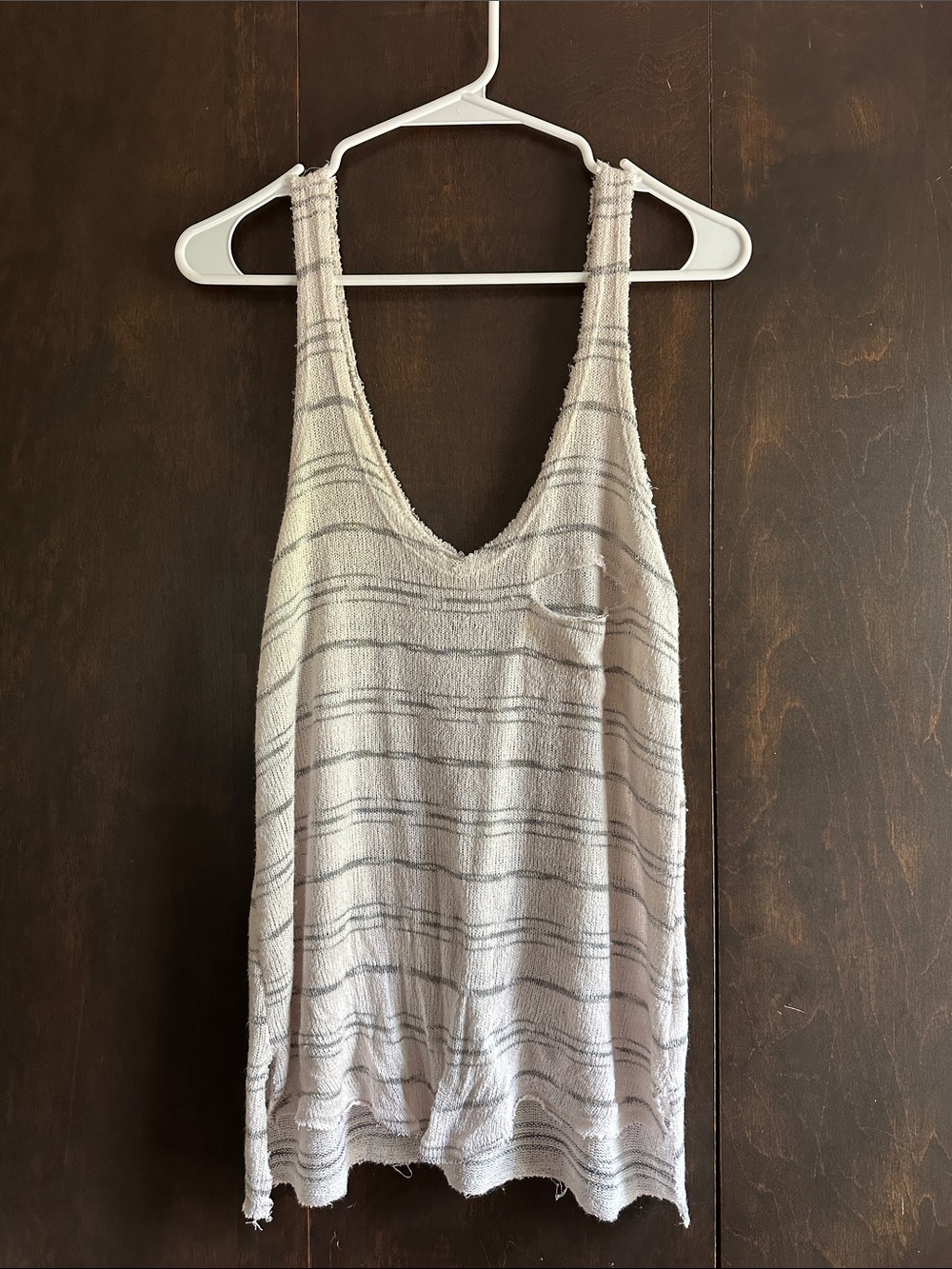 Project Social T Striped Cream Knit Tank